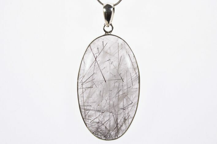 Glassy Tourmalinated Quartz Pendant - Sterling Silver #303233